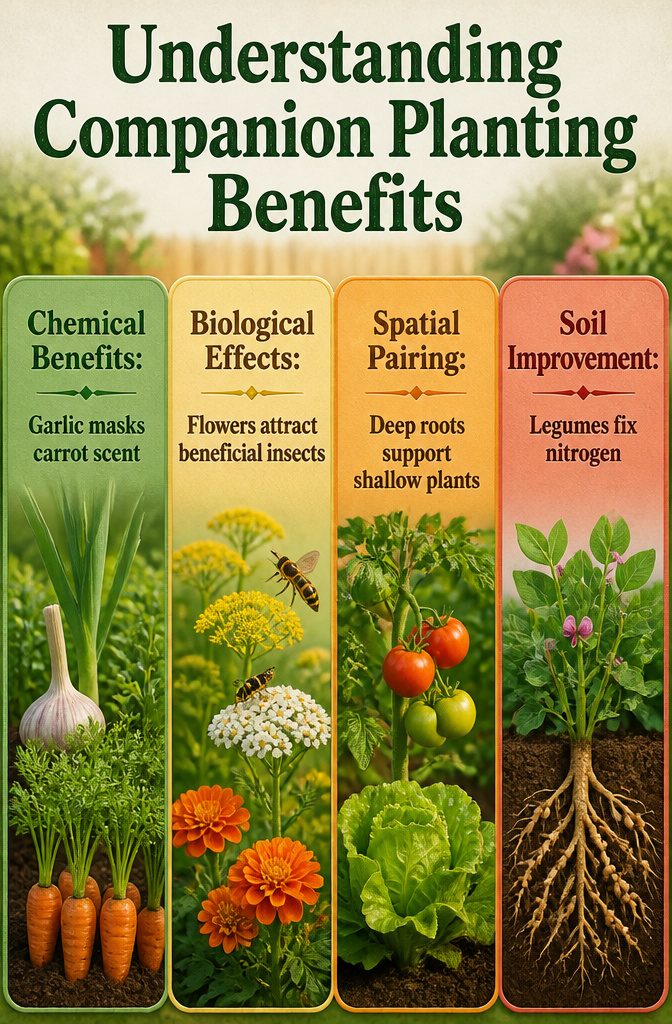 Companion Planting Chart: How to Pair Vegetables, Herbs and Flowers 12 An informative chart explaining companion planting methods.