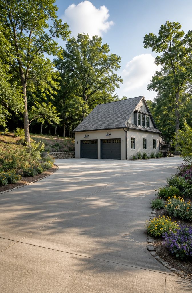 Detached Garage With Loft: Sizes, Layouts, and Uses 3 A tandem garage with two garage doors and ample space.