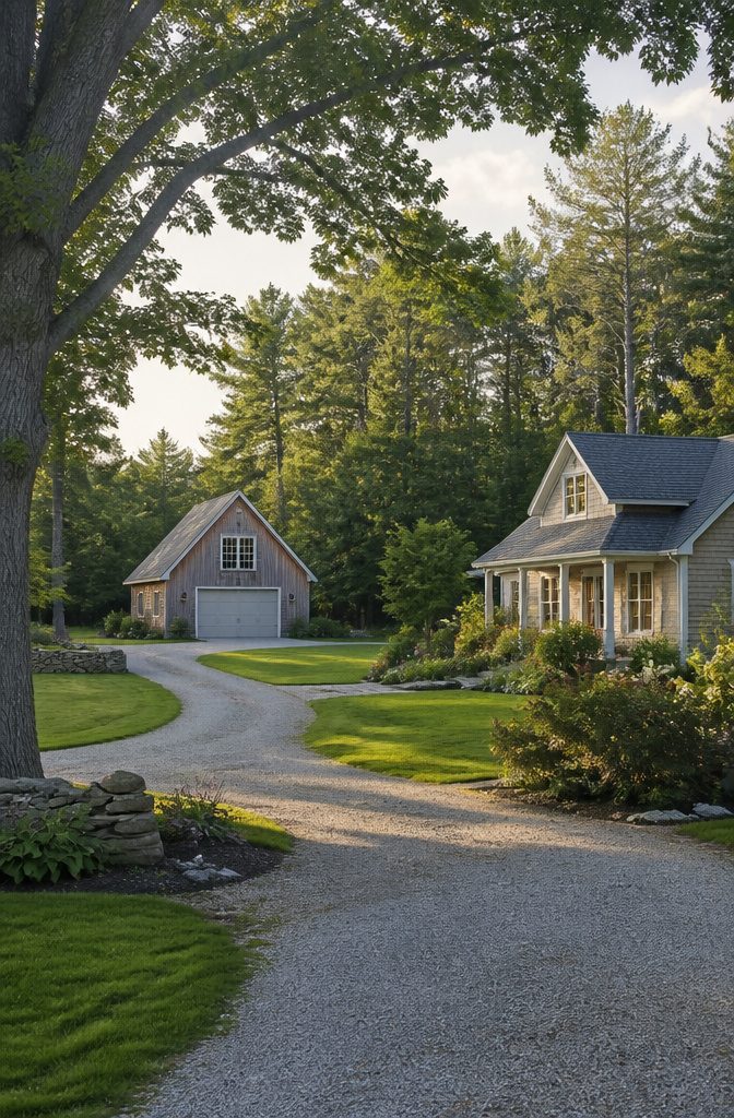 Detached Garage With Loft: Sizes, Layouts, and Uses 9 A detached garage positioned away from the main house.